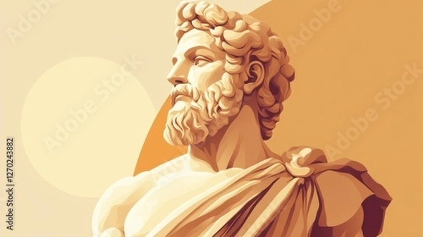 Fototapeta Zeus God of Greece, majestic Pantheon guardian with beige background, commerce-ready art