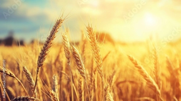 Fototapeta In the Heart of the Wheat Fields on a Sunny Day