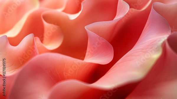 Fototapeta Microscopic view of rose petals, creating soft wave of color, gentle and warm, capturing delicate beauty