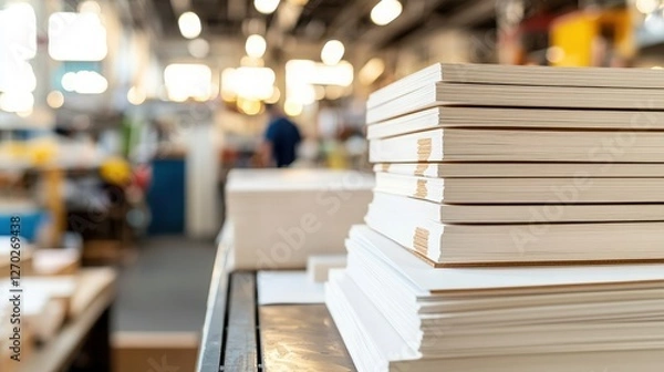 Fototapeta Stack of Paper in a Factory.