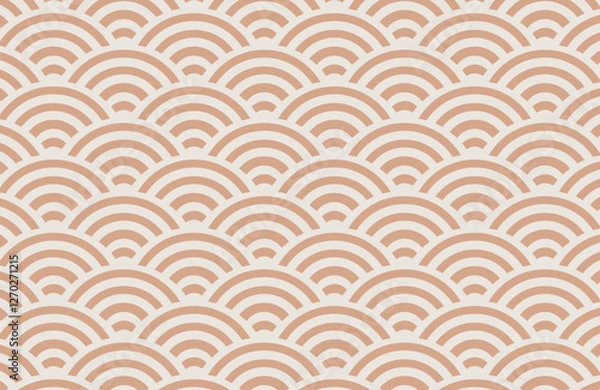 Obraz Seamless Vector Pattern Swatch Light Orange Circles Fan Wave Design Beige Background