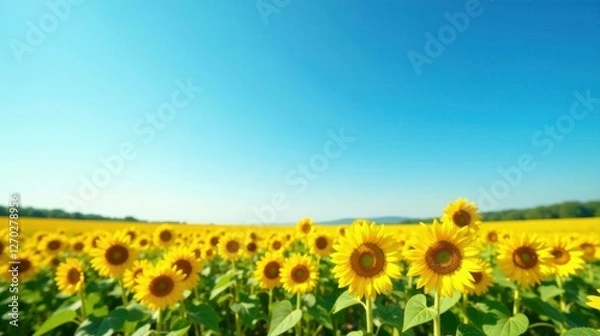 Obraz Serene Summer Sunflowers in a Vast Field Under a Clear Blue Sky