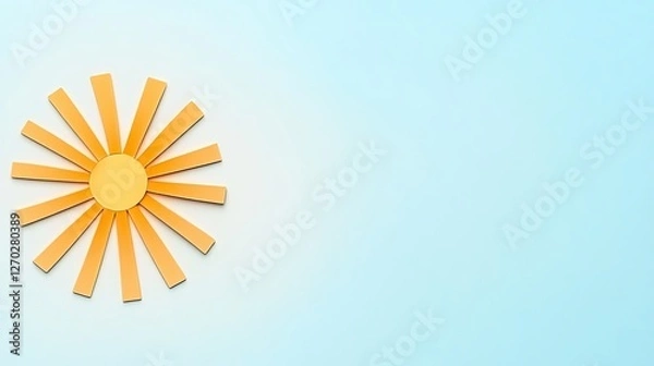 Obraz Bright, stylized sun icon against a soft blue background, ideal for summer-themed designs