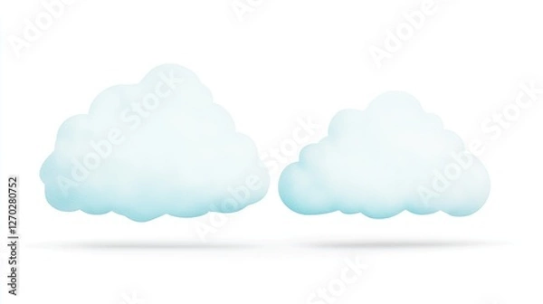 Obraz Soft, fluffy clouds floating gently against a clear sky, creating a serene and peaceful atmosphere
