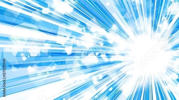 Obraz Abstract blue burst of light radiating from the center, creating a dynamic and energetic background