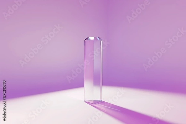 Obraz A single large glass prism on a purple background, with light refraction and reflections