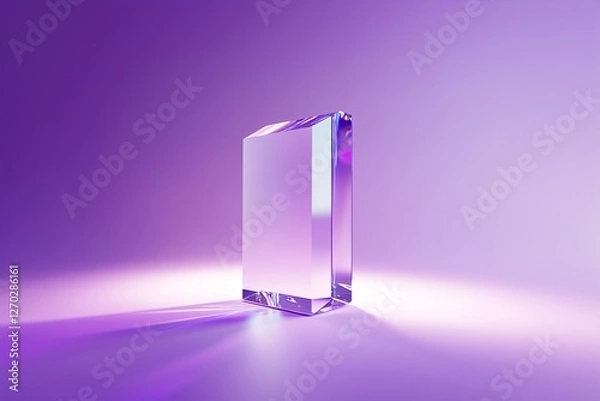 Obraz A single large glass prism on a purple background, with light refraction and reflections