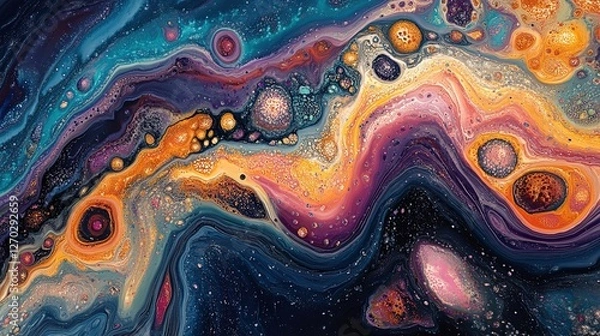 Obraz Detailed macro shot of an artist's palette with vibrant paint blobs