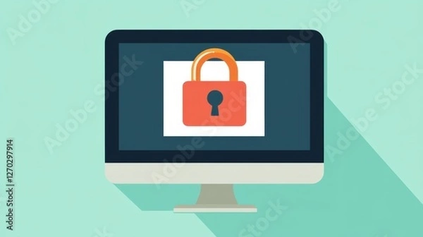 Fototapeta Computer Screen Displaying Warning of Cyber Threats and Security Risk
