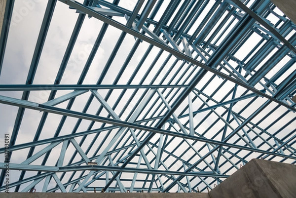 Fototapeta Structure of steel roof.