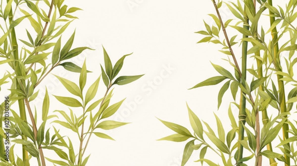 Obraz Bamboo watercolor hand-painted decorative elements