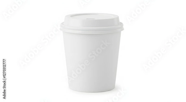 Fototapeta Blank white 2 oz paper cup lid studio light product mockup clean