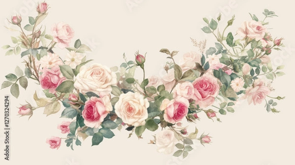 Obraz Rose watercolor hand-painted decorative elements