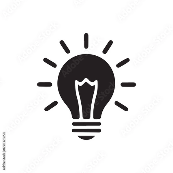 Fototapeta Minimalist Light Bulb Vector Icon for Ideas and Creativity. Flat Lightbulb Symbol for Innovation and Bright Thinking. Modern Electric Bulb Illustration for Inspiration and Energy.