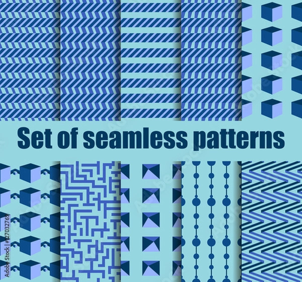 Obraz Set seamless pattern with geometric shapes. Geometric figures in the background. Vector illustration.
