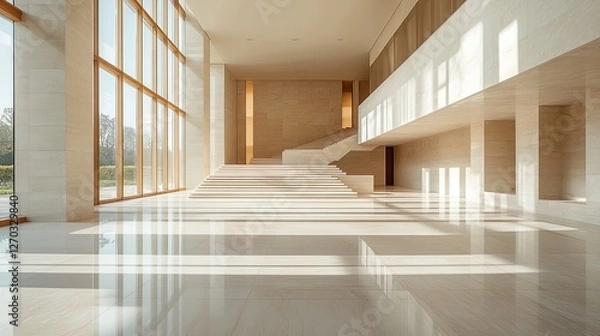 Obraz Minimalist architectural design with clean lines and large open spaces 