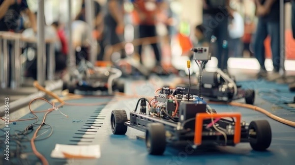 Fototapeta Robotics Competition with Focus on Racing Robots