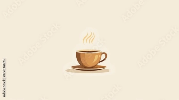 Fototapeta Illustrative tea cup with clean lines, soft color gradients, and a flat design style that emphasizes its graceful shape and artistic simplicity on a clear background.