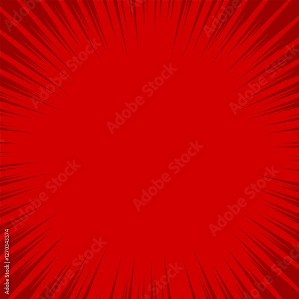 Fototapeta Dynamic Red Comic Style Zoom Background With Radiating Lines