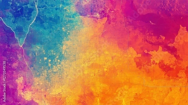 Fototapeta Abstract Colorful Map Representation of Urban and Rural Areas