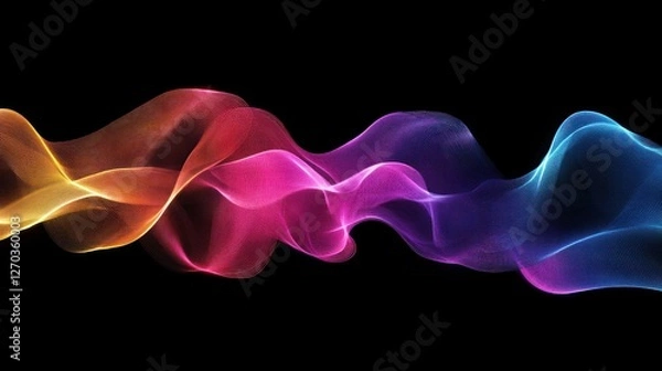 Fototapeta Colorful smoke wave abstract design, black background, digital art, website banner