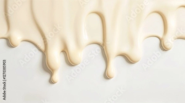 Obraz melted milk dripping on white background 