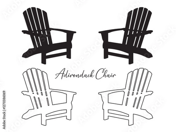 Obraz Simple Adirondack Chair Silhouette. Adirondack chair icon vector line art design