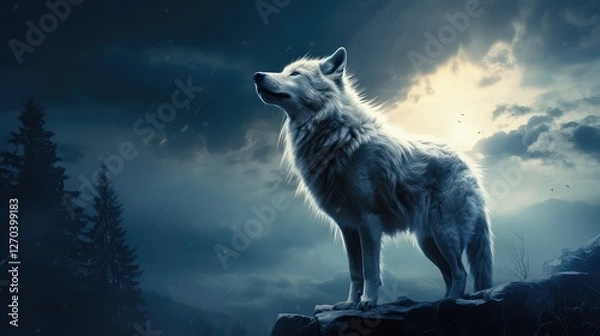 Obraz moon wolf white