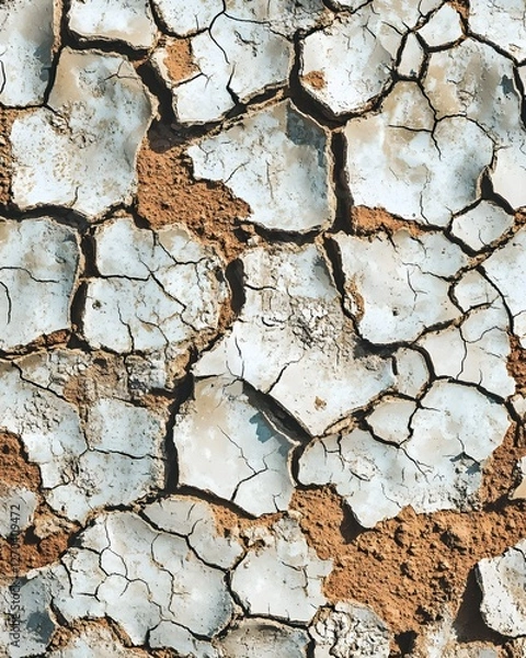 Fototapeta Arid Landscape Texture of Cracked Mud and Dry Earth Depicting Drought and Environmental Stress