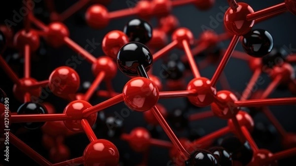 Obraz composition molecules black and red