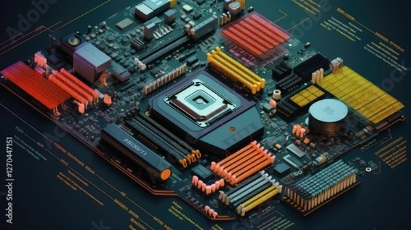 Fototapeta cpu infographic technology