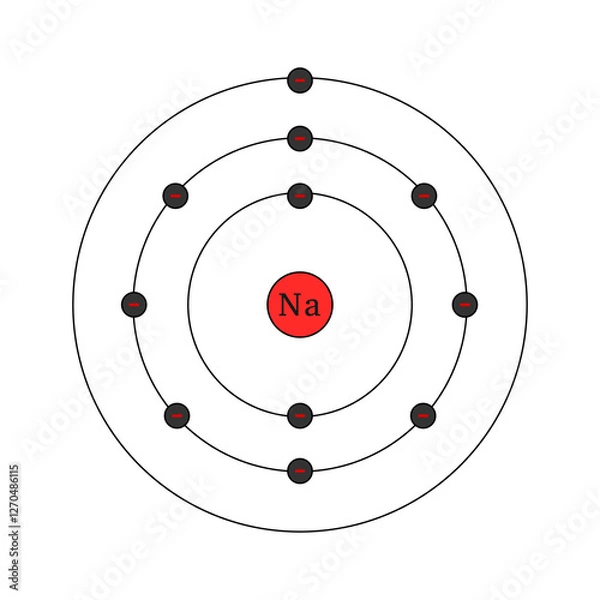 Fototapeta bohr model of the sodium atom. electron structure of sodium
