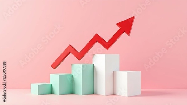 Fototapeta Red arrow pointing to success