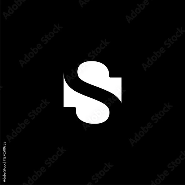 Obraz abstract hidden letter S logo. logo hidden symbol letter S. negative space logo template vector icon in black and white.