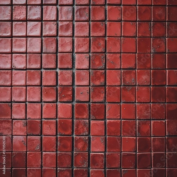 Obraz style and type of a tiled layout, consisting of a grid of square tiles. Each tile is a rich, earthy red color with subtle variations in shade, giving a natural and rustic appearance.