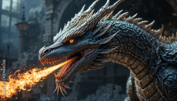 Obraz dragon head close up