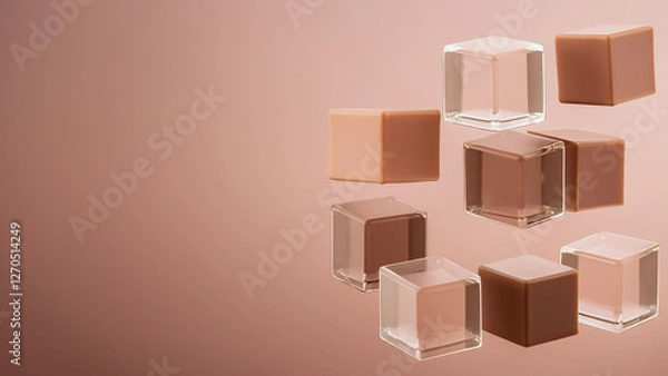 Fototapeta Clear and Colored 3D Cubes on a Gradient Background