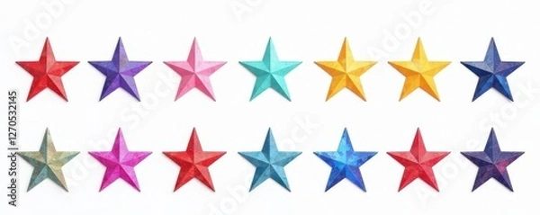 Fototapeta Collection of various star shapes, white backdrop , dark, abstract
