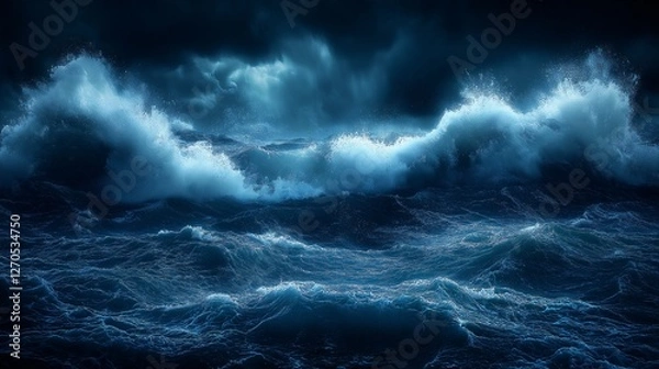 Obraz Raging ocean waves coastal waters nature photography stormy environment dramatic view