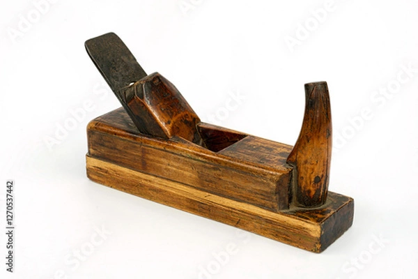 Obraz old wooden plane on white background