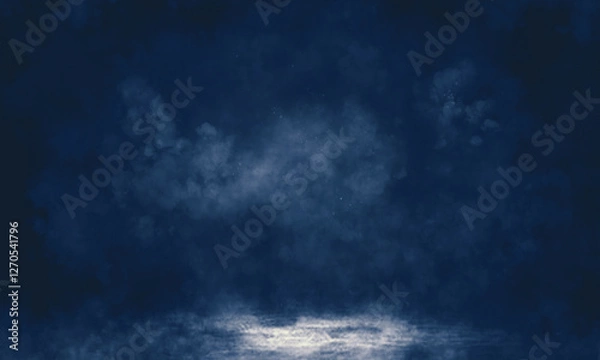 Fototapeta Empty fog room with floor Abstract stage of dark room concrete floor stage background