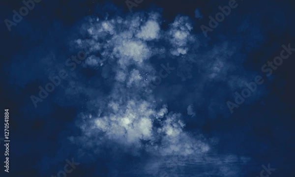 Fototapeta Empty fog room with floor Abstract stage of dark room concrete floor stage background