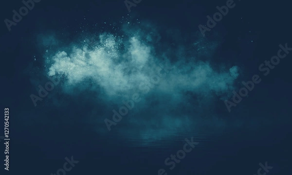 Fototapeta Empty fog room with floor Abstract stage of dark room concrete floor stage background