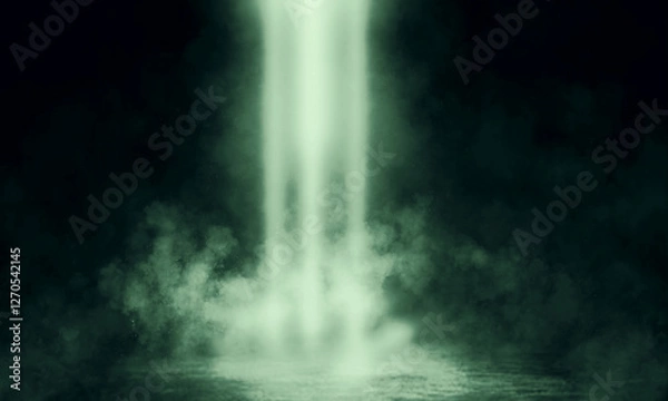 Fototapeta Empty fog room with floor Abstract stage of dark room concrete floor stage background