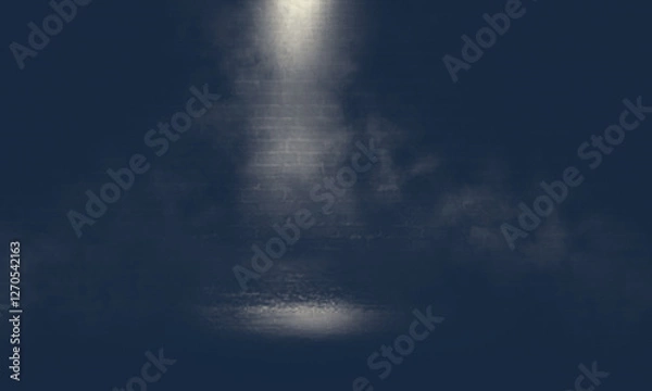 Fototapeta Empty fog room with floor Abstract stage of dark room concrete floor stage background
