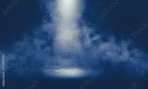 Fototapeta Empty fog room with floor Abstract stage of dark room concrete floor stage background
