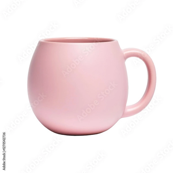 Fototapeta Soft pink ceramic mug with rounded shape isolated on transparent background (PNG)