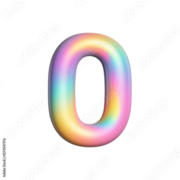 Fototapeta 3d Pastel number 0 isolated on transparent background. Generative AI