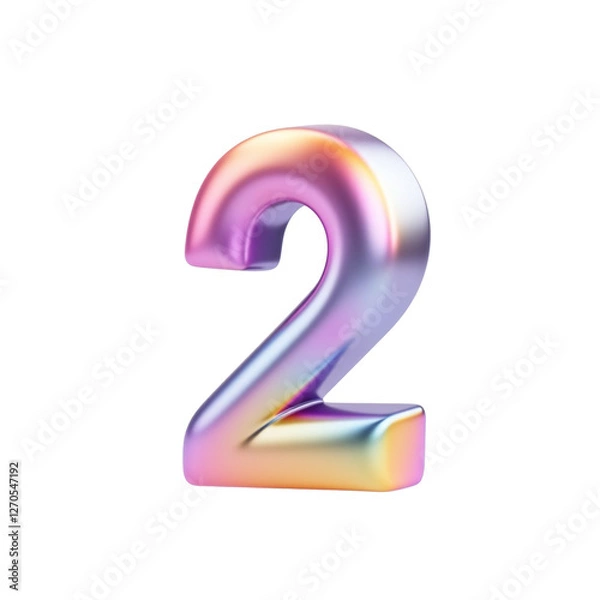 Fototapeta 3d Pastel number 2 isolated on transparent background. Generative AI
