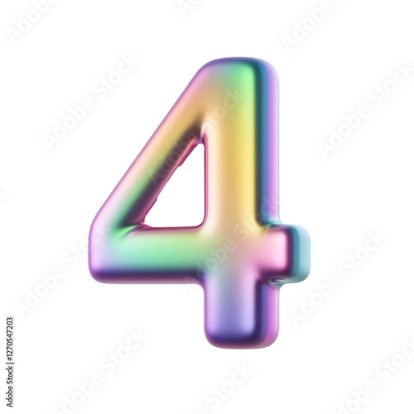 Fototapeta 3d Pastel number 4 isolated on transparent background. Generative AI